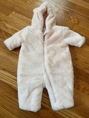 Soft Fleece Pink Baby One-Piece Hooded suit